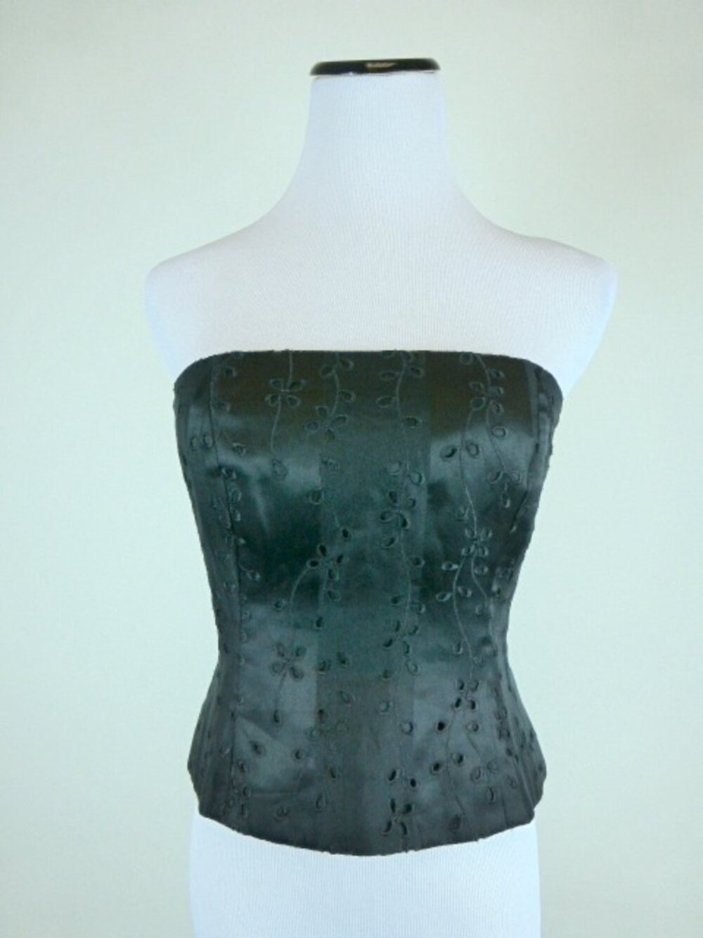 KAY UNGER Bustier STRAPLESS SILK LACE embroidered CORSET TOP 4 wedding party